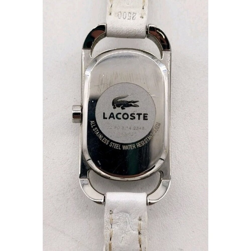 LACOSTE Stainless Steel Wristwatch White Braided‎ Genuine Leather Band Working - Picture 10 of 13